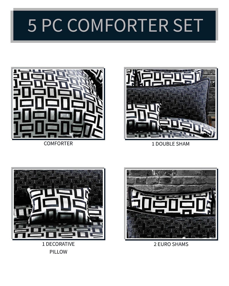 Riverbrook Home Elegant Collection Comforter Set, King, Kacy - Graphite/Black, 5-Piece Set - Image 2